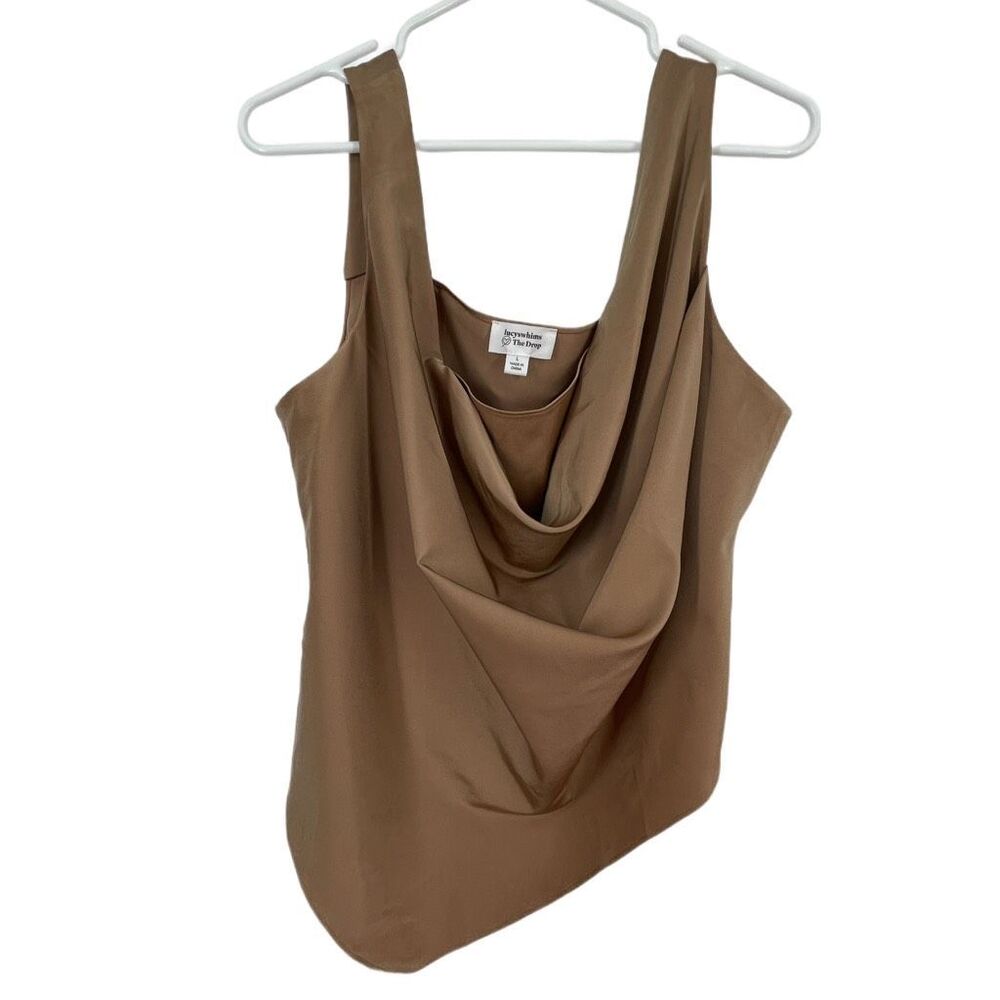 Lucyswhims size large asymmetrical hem cowl front taupe tank top